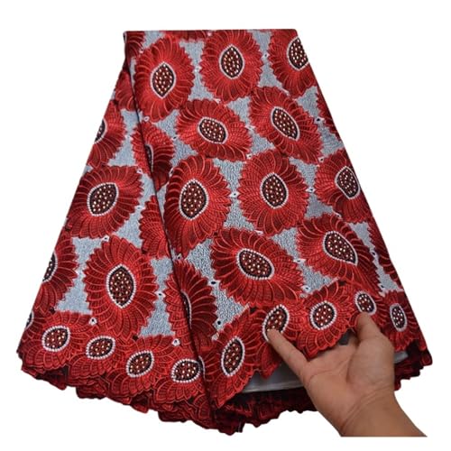 Tissu coton brodé voile suisse dentelle africaine avec pierres pour couture robe nigériane