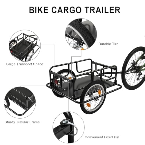 Carro de carga para bicicleta 2 en 1 con manillar desmontable para un fácil transporte y almacenamiento