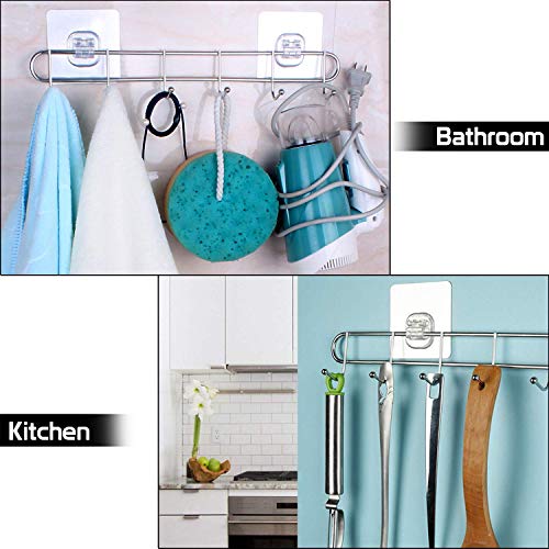 Image of Self Adhesive Wall Hooks for Hanging | Transparent Waterproof Strong Hooks | No Drill Heavy Duty Wall Hanging Hook for Kitchen, Bathroom & Home (Magic Hook- 20 Count)