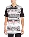 Southpole Men's Flock and Screen Print Graphic T-Shirt with Horizontal Border Prints