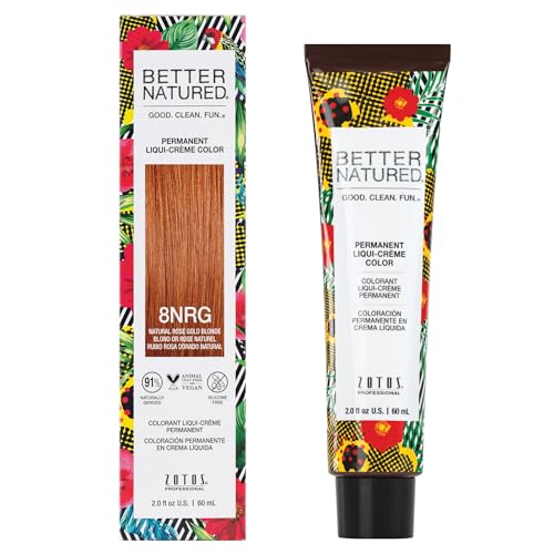 Better Natured Permanent 8NRG Natural Rose Gold Blonde Hair Color Dye - Naturally-derived, Vegan & 100% Gray Coverage that Lasts up to 8 Weeks