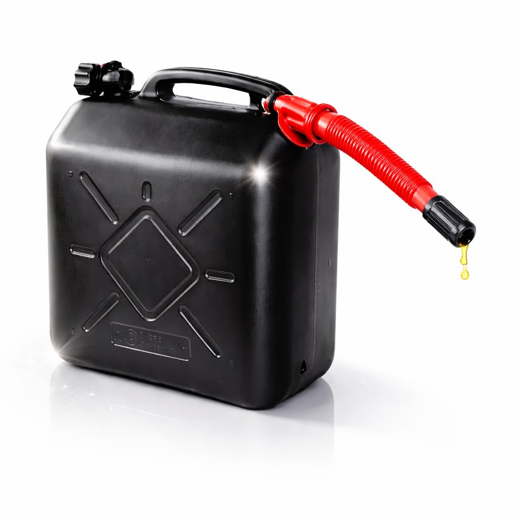 Benzinkanister für Autos mit UN-Zulassung in der EU – Kraftstoffkanister für Benzin, Diesel & Gefahrstoffe. Inklusive praktischem Einfüllstutzen mit Trichter für Betanken. (20 Liter)