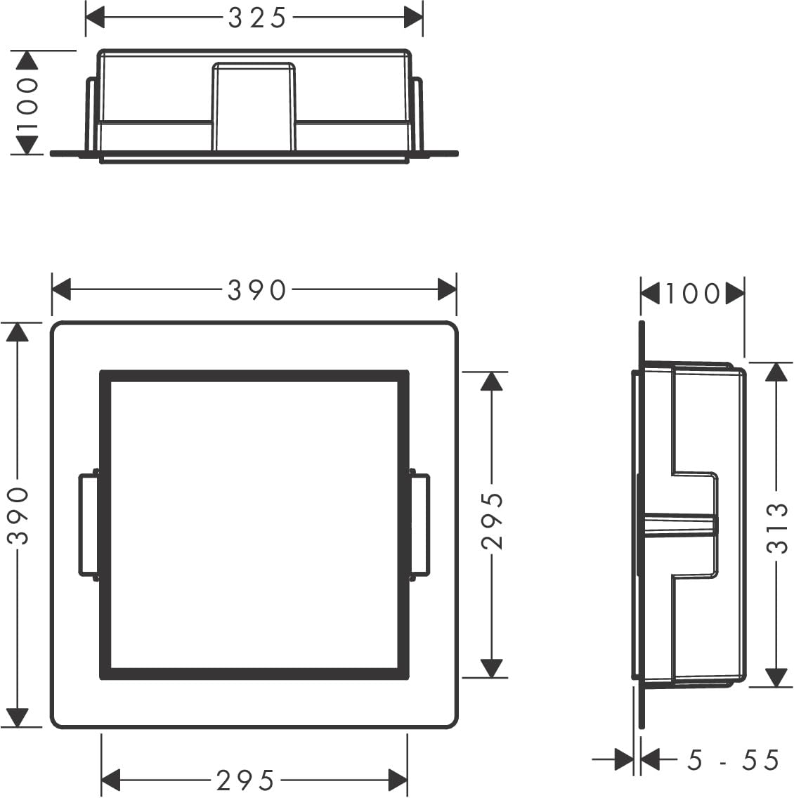 hansgrohe XtraStoris Rock - Poubelle salle de bain encastrée avec porte carrelée, Niche murale 300 x 300 x 100 mm, Poubelle WC, Accessoires salle de bain, Blanc mat, 56089700