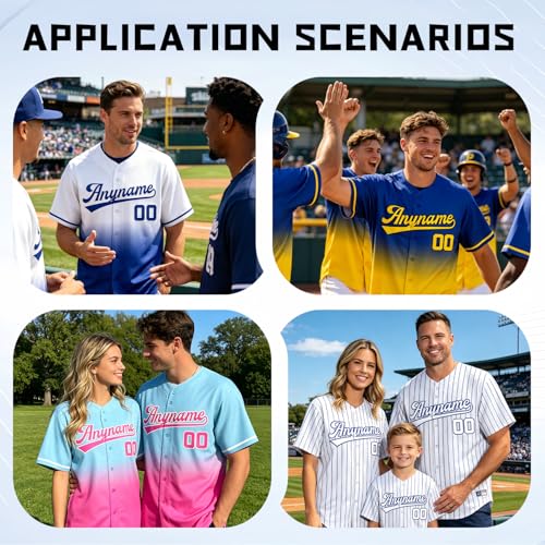 Custom Baseball Jersey Personalizado con Bordado o Impreso Nombre del Equipo, Número, Logo. Camiseta Uniforme Deportivo para Hombres, Mujeres y Jóvenes miniatura 6