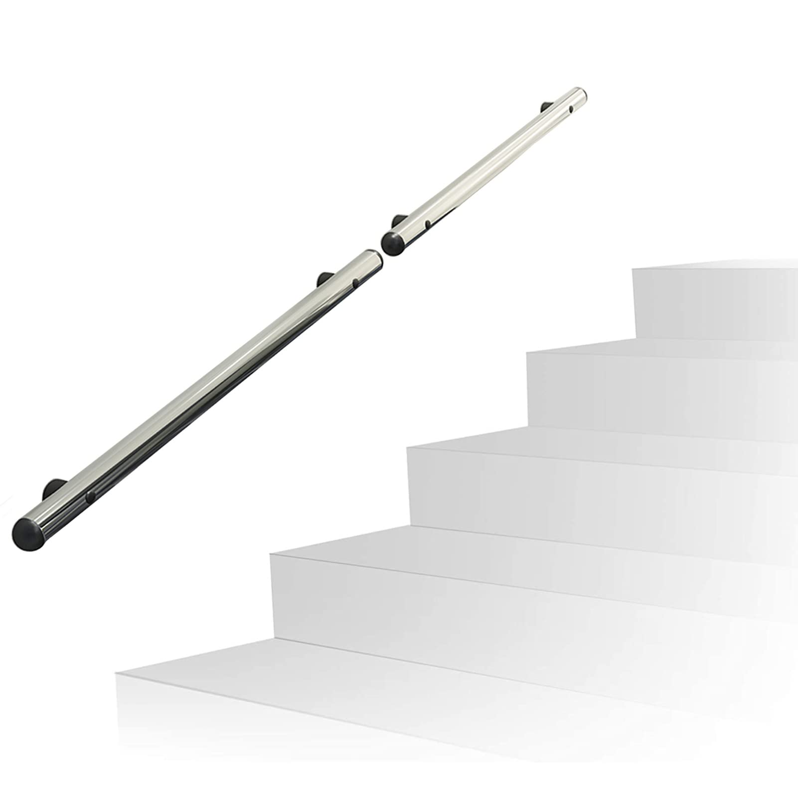 Stair Handrails 1ft - 15ft Stair Rail Stainless Steel Modern for Stairs Indoor Handrail for Stairs Wall Mounted Stairway Railing Banister Balustrade,1.6 FT