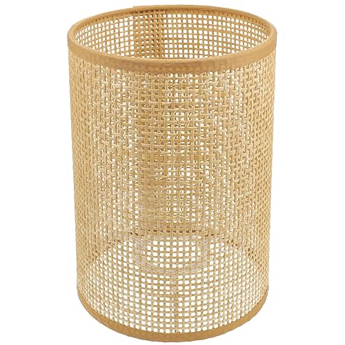 SHERCHPRY Pantalla De Lámpara De Ratán Tejida a Mano Para Mesa Y De Pie E27 8.07X5.51 Pulgadas Estilo Rústico Para Sala Dormitorio Restaurante Y Hotel