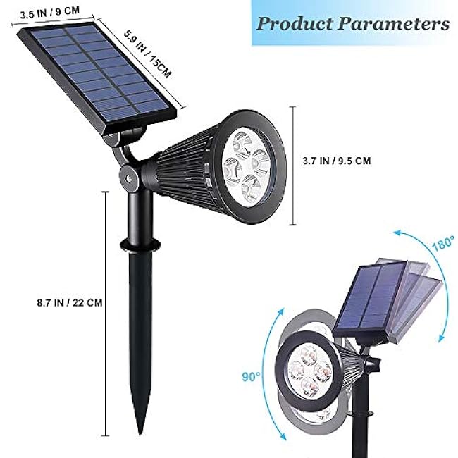Solar Lights Outdoor, 4-LED Solar Spotlight LED Landscape Lights IP67 Waterproof Solar Powered Landscaping Lights Outdoor Lighting for Tree Garden Yard Patio(2 Pack, Red)