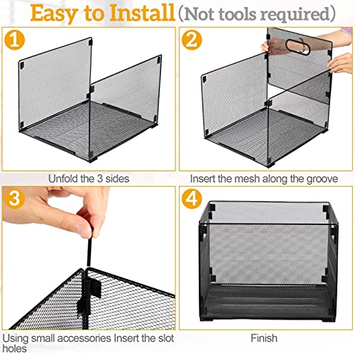 Fuutreo 4 Pieces Hanging File Folder Organizer Mesh Metal File Box Letter Size File Holder Foldable File Storage Box For Office School Home Organization #TOP4