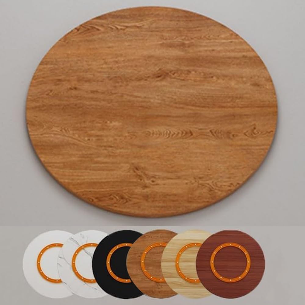 Bandeja de madera redonda giratoria de 50 cm a 100 cm, perfecta para comedor y cocina, color roble, ideal para reuniones familiares y entretenimiento