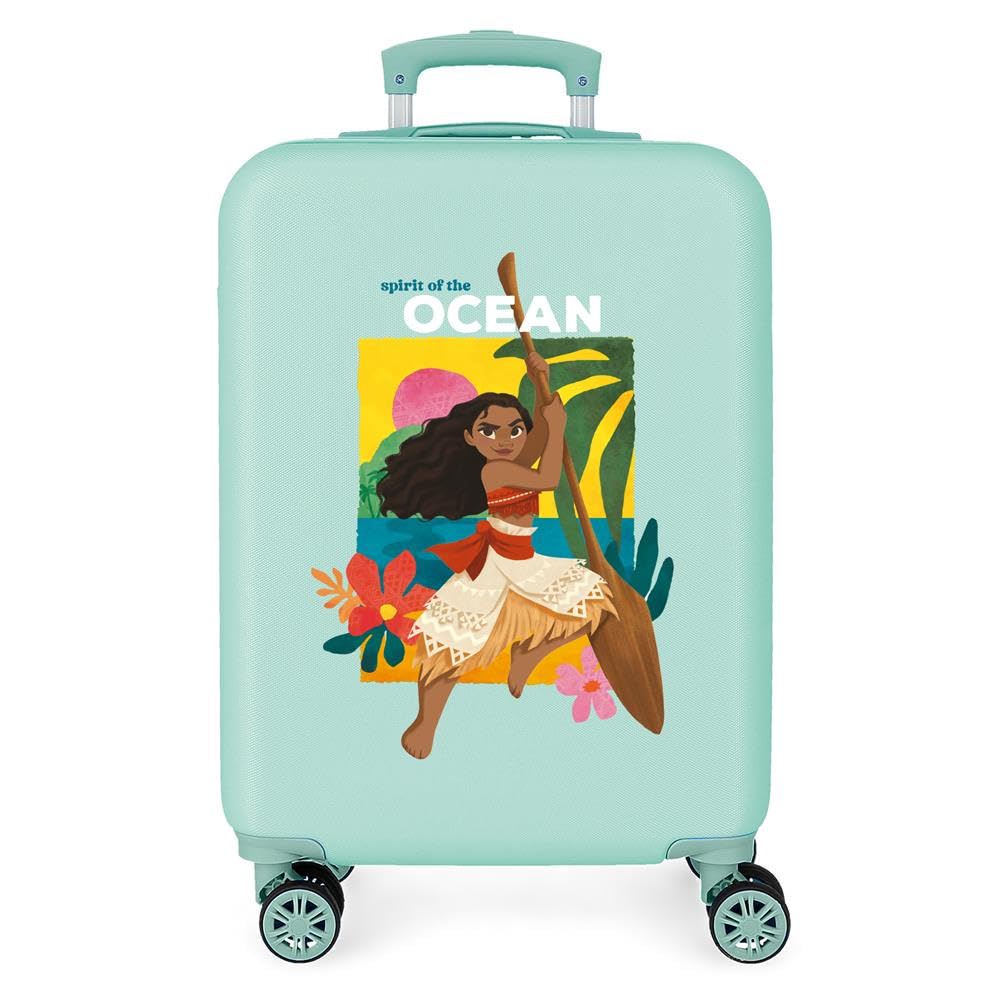 Joumma Disney Vaiana Sea Vibes Walizka kabinowa turkusowa niebieska 38 x 55 x 20 cm sztywne zapięcie szyfrowe z boku ABS 34L 2,6 kg 4 koła podwójne bagaż podręczny
