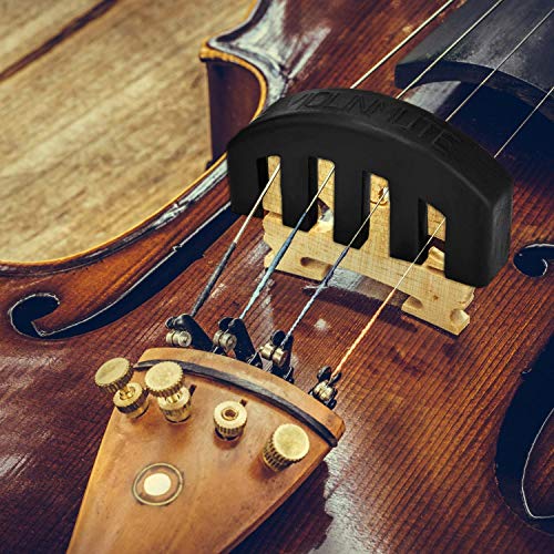 Violine Mute,Übungsdämpfer Geige Gummistummschaltung, Gummischalldämpfer Gummi 4/4 Übungsdämpfer für Violine - Schwarz