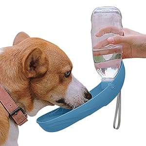 NAMSAN Dog Water Bottle, 550 ml, Dog Water Bottle for On the Go Drinking Bowl for Cats, Easy to Carry, Foldable Dog Drinking Bottle for Outdoor Activities, Blue