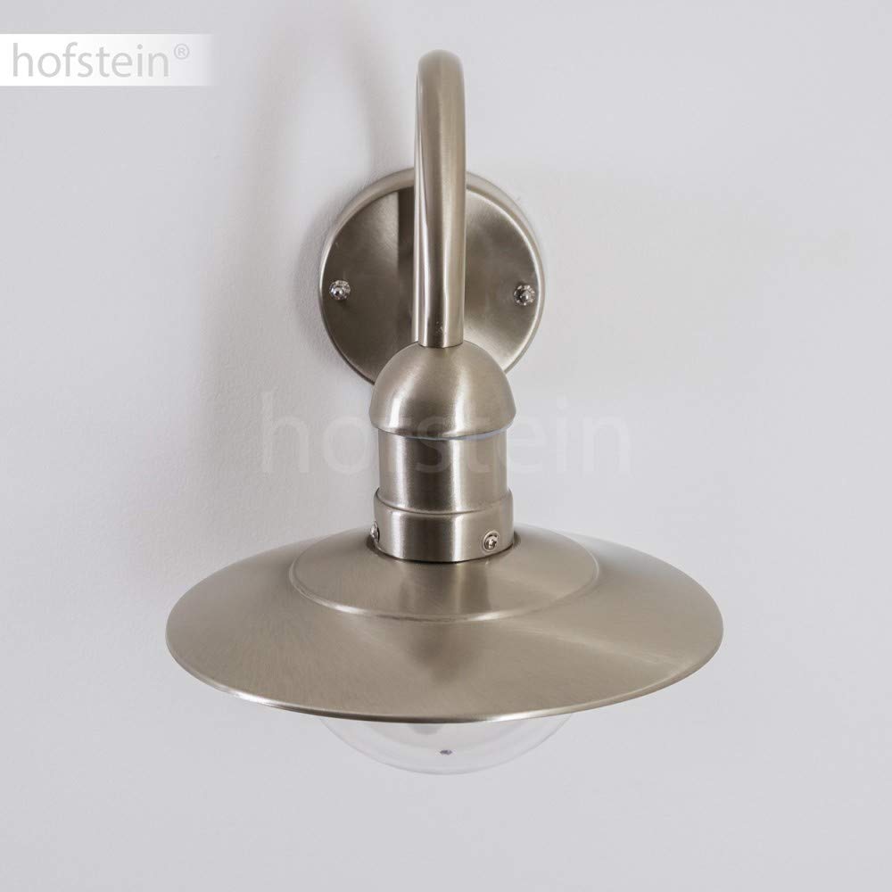HOFSTEIN Außenwandleuchte Elima mit Bewegungsmelder, Außenwandlampe aus Metall/Kunststoff in Edelstahlfarben/Klar, moderne Wandleuchte abwärts außen, E27, IP44, Garten, Hof, Außenbereich, Haustür
