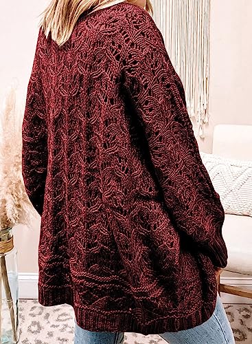 Image of Eytino Womens Plus Size Crochet Cardigan Sweater Long Sleeve Hollow Out Open Front Cardigans Outwear(1X-5X)