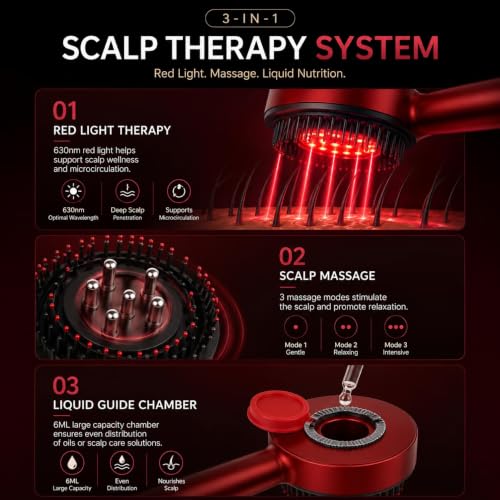 Image of Flexi Madhav Premium Head Scalp Electric Massager Comb | Scalp Massaging Brush with 3 In 1 Hair Oil Applicator | IPX7 Water Resistant,Portable Deep Massager For Hair & Head Relaxation at Home | Shiatsu Massage for Hair Growth /Stress Relax