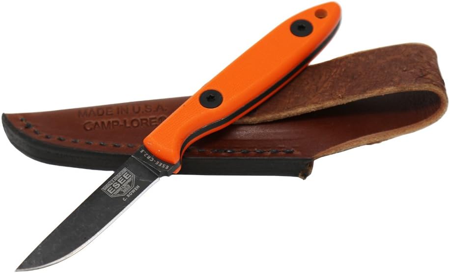 Knives Cody Rowen CR2.5 Hunting Camping Fixed Blade Knife w/Leather Sheath (Orange)