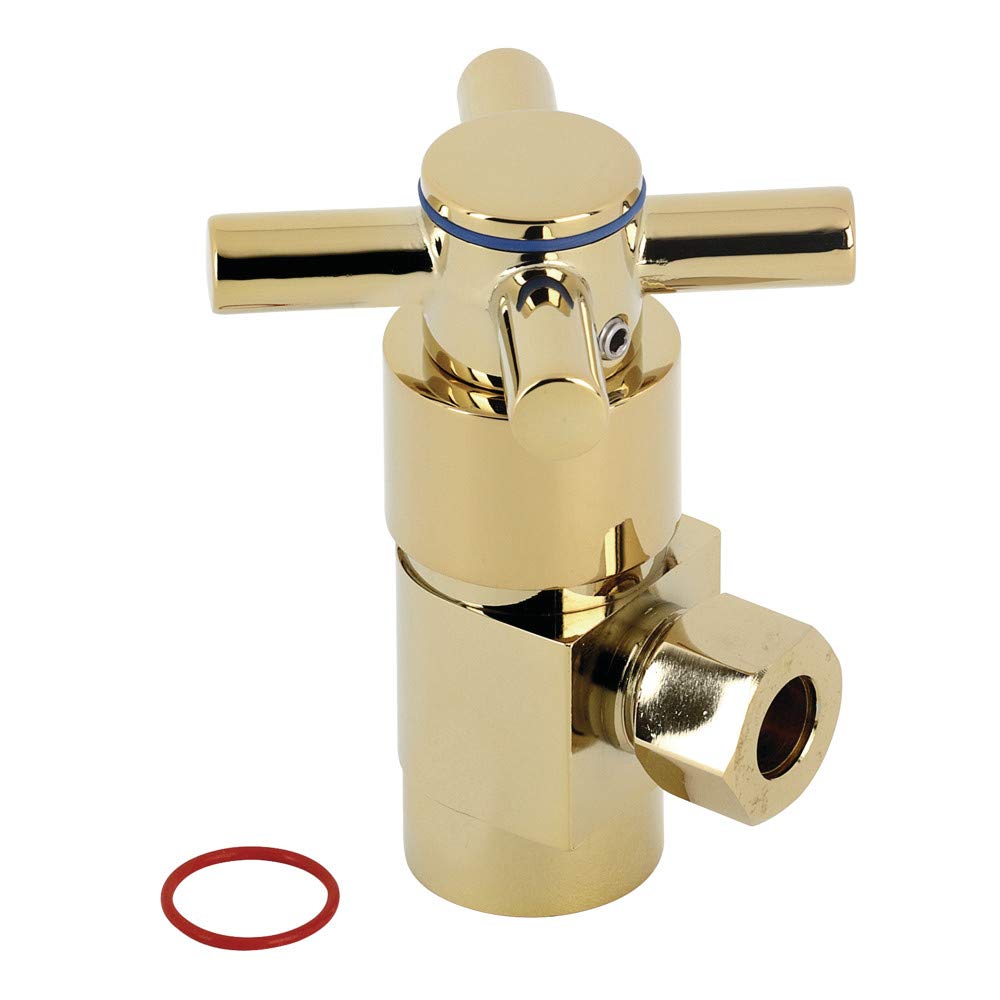 Kingston Brass CD43302DX Concord 1/2 pollici IPS X 3/8 pollici OD Comp tubo filettato quarto giro angolo valvola di arresto, ottone lucido