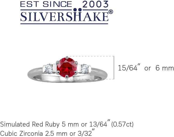 Silvershake 5MM Petite Round Shape Birthstone Gemstones White Gold Plated or Yellow Gold Plated 925 Sterling Silver Promise Ring Jewelry for Women or Teen - Image 3