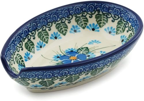 Auténtico soporte para cuchara de cerámica polaca UNIKAT en Forget Me Not Diseño hecho a mano en Bolesawiec Polonia por Ceramika Artystyczna +