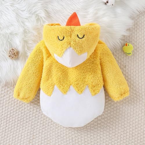 AIMAOMI Baby Halloween Costume Onesie Animal Plush Hooded Romper 1-Yellow 3-6 Months - image 3