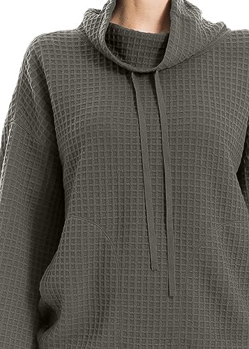 Image of Max Studio womens Max Studio Women's Cowl Neck Long Sleeve Waffle Knit Pullover