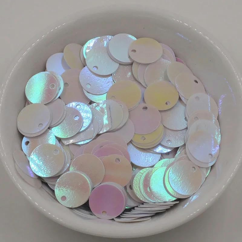 Plastic Sequins,DIY Crafts, Plastic Sequins 10g Loose Flat Round Hole Multicolor 6-20mm(White AB)