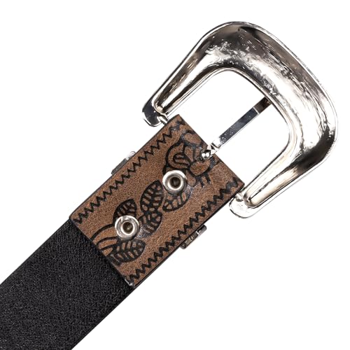 Image of Dubulle Womens Belt Chain Leather Belts Vintage Western Adjustable Elastic Double Buckle for Cowboy Pant Dress