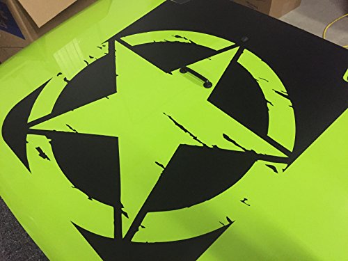 Distressed Star Hood Blackout Freedom Star Matte Black W/Install Kit Fits: Wrangler Jk 2007-2018 #TOP2