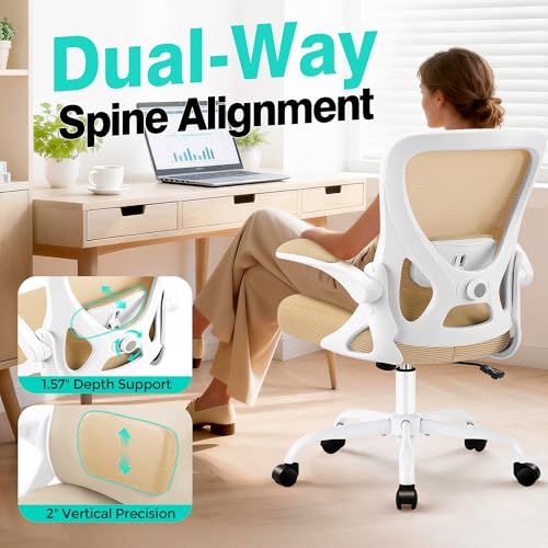 Image of AreShark Office Chair - Ergonomic Breathable Mesh Desk Chair with Adjustable Lumbar Support and Flip-up Armrests - Executive High Back Rolling Swivel Comfortable Computer Gaming Chair for Home Office