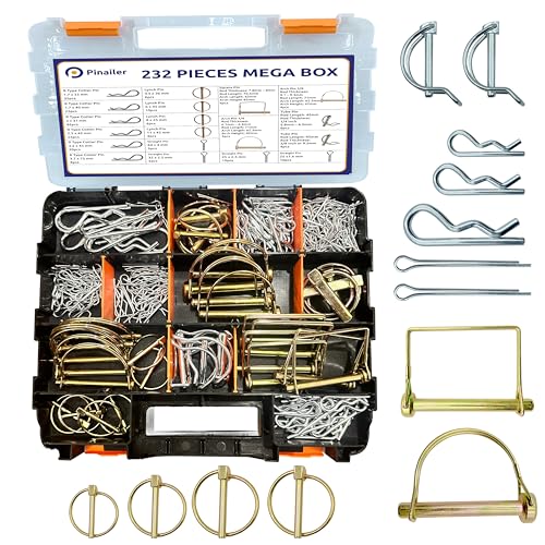 232PCS of Trailer Hitch Pins Lynch Pins Trailer Pins PTO Pins 3 Point Tractor Accessories Cotter Pins for Trailer Accessories Tractor Attachments Lawn Mowers Snow Plows Farm Equipment