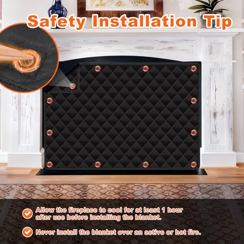 Image of Magnetic Fireplace Draft Stopper Cover, Blocks Drafts & Heat Loss