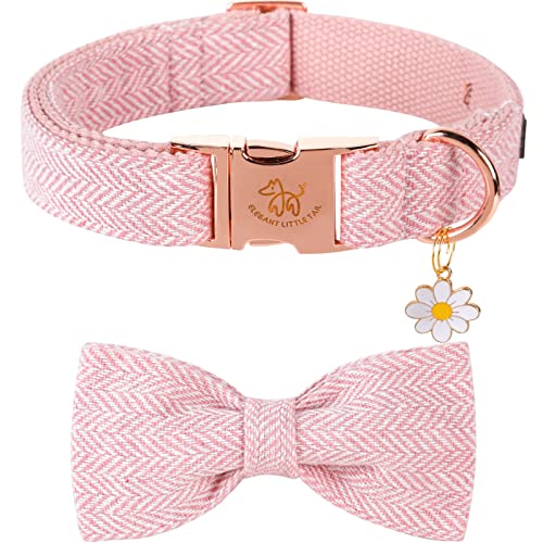 Rose Gold Dog Collar 12 Elegant little tail Dog Collar with Bow - Herringbone Pink ...