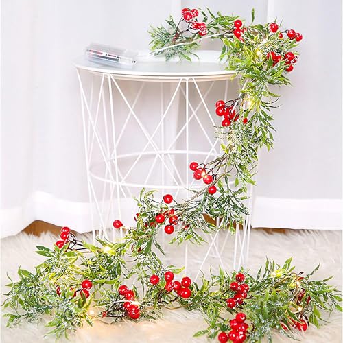 CLIUNT Ghirlanda Natalizia Luminosa, Ghirlanda Natalizia Con Luci, Ghirlandas Natalizias Artificiale Nastro Luminoso Di 2m e 40 LED, Ghirlandas per Camino, Addobbi Natalizi