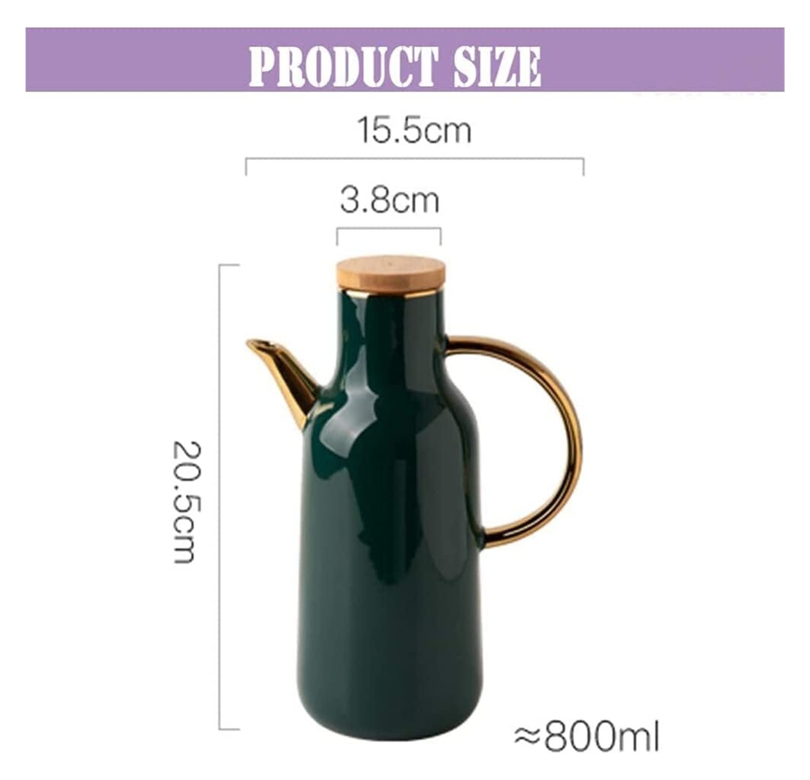 Dozownik oliwy z oliwek i octu butelki Cruet, 800 ml ceramiczny garnek do oleju butelka przyprawowa butelka octu butelka sosu sojowego na oliwę z oliwek, ocet, olej chili, musztarda O (kolor: jeden ka