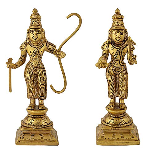 Image of Pure Brass Dashavatar of Lord Vishnu Statues Ten Incarnations Avatars Idol Murti for Mandir Puja Temple (Color: Antique Yellow, Height 6 Inches)