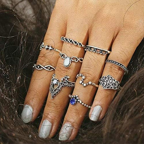 Shining Diva Fashion Oxidized Silver Stylish Ring for Women (Set of 10) (9160r) 2