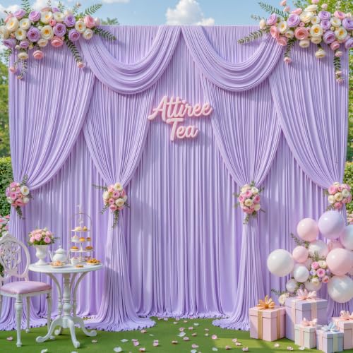 50ft x 10ft Purple Backdrop Curtains, Lavender Lilac Drapes for Backdrop Draping Fabric Wedding Birthday Party Baby Bridal Shower Graduation Photo Background