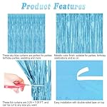 2 Pack Backdrop Curtains, 3.28 Feet x 7.05 Feet Sky Blue Tinsel Backdrop, Metallic Fringe Curtains Foil Tinsel Party Streamer, Winter Backdrop Happy Birthday Party Supplies - Image 4