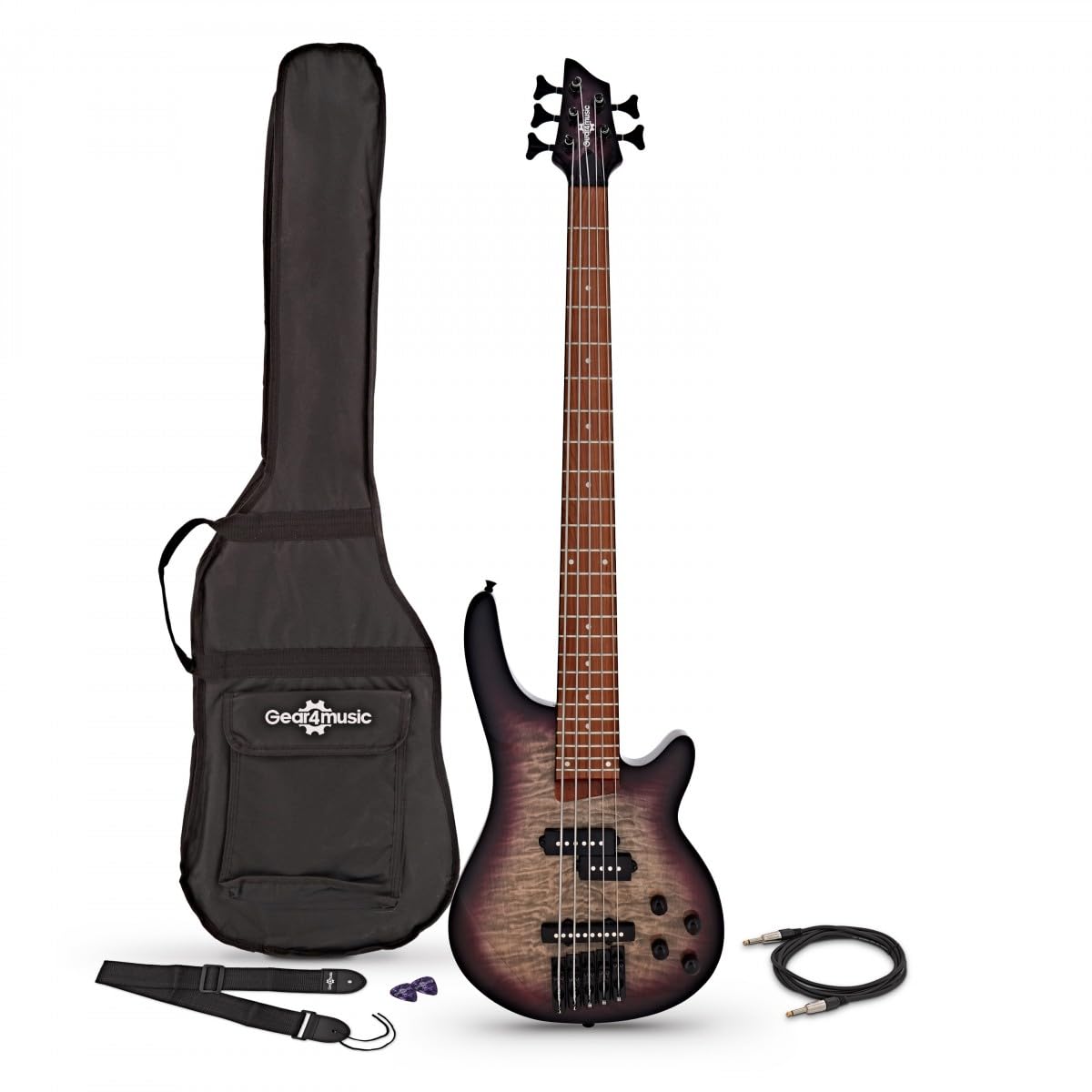 Bajo de 5 Cuerdas Chicago Select de Gear4music, Purple Burst