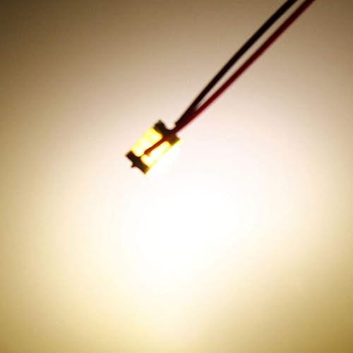 Miniatura 4 de uxcell 3pcs precableado 0402 dispositivos montados en superficie blanca cálida LED diodo emisor de luz - DC 2.8-3V Micro soldado mini luz LED