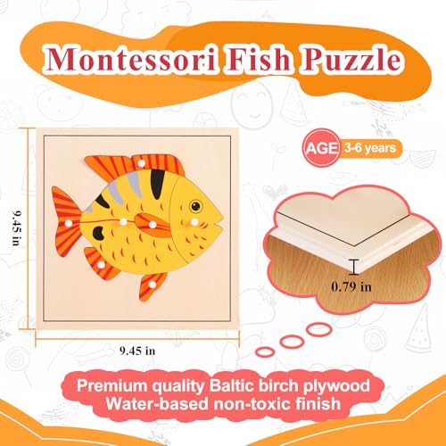 Image of Montessori Outlet Fish Puzzle for Children 3-6 Years Montessori Education at School and Home