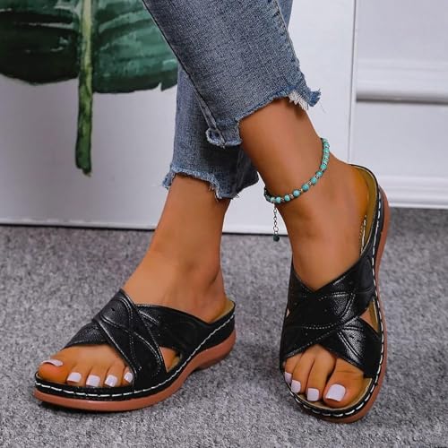 Sandals Summer Oversized Thick Sole Solid Slope Heel Slippers Women's Sandals Sandal(A,43)2