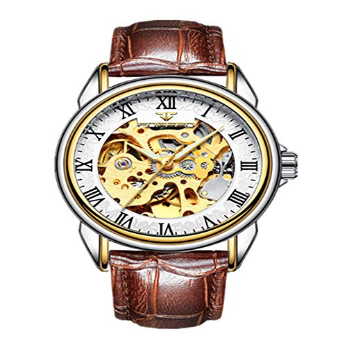 Hombres Esqueleto de Lujo Bobinado automático Relojes mecánicos Reloj de Pulsera Impermeable de Acero Inoxidable Dorado Hombre Horas Hombres Esqueleto de Lujo Bobinado automático Relojes mecánicos Reloj de Pulsera Impermeable de Acero Inoxidable Dorado Hombre Horas