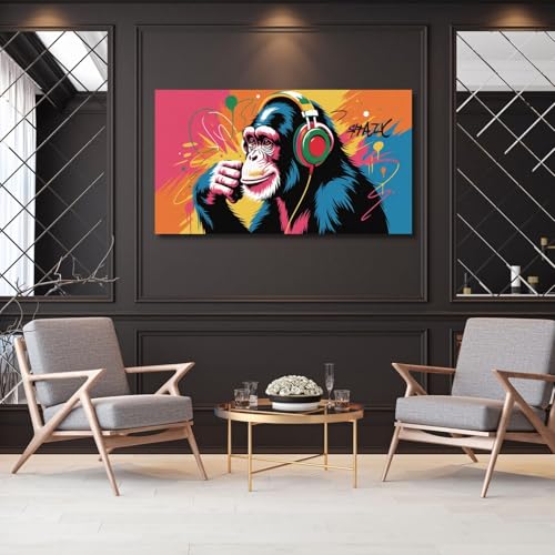 Peinture graffiti grand format Gorille pour décoration murale de loft