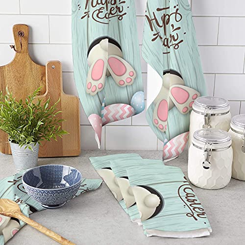 Beisseid Easter Kitchen Towels Easter Eggs Dish Cloth Fingertip Bath Towels Cloth Funny Bunny Tail Wood Grain Hand Drying Soft Cotton Tea Towel Set, 18X28In 2Pcs, 2-Pack #TOP2