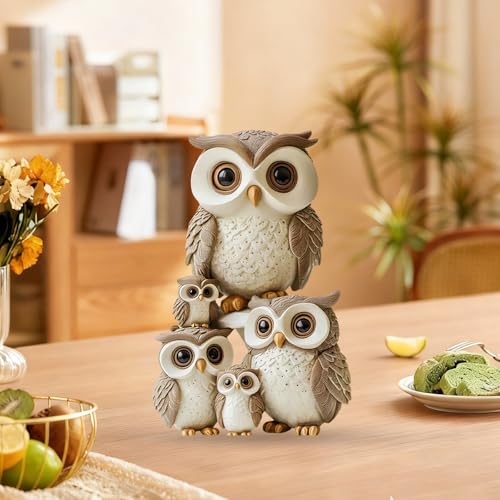 Aurelx Eule Deko, 2D Flache Owl Holzdeko, Glücksbringer Holzfiguren, Deko Figuren mit 5 Eulen, Holzfigur im Schlafzimmer, Eulen Geschenke für Frauen Eulenliebhaber & Vogelliebhaber