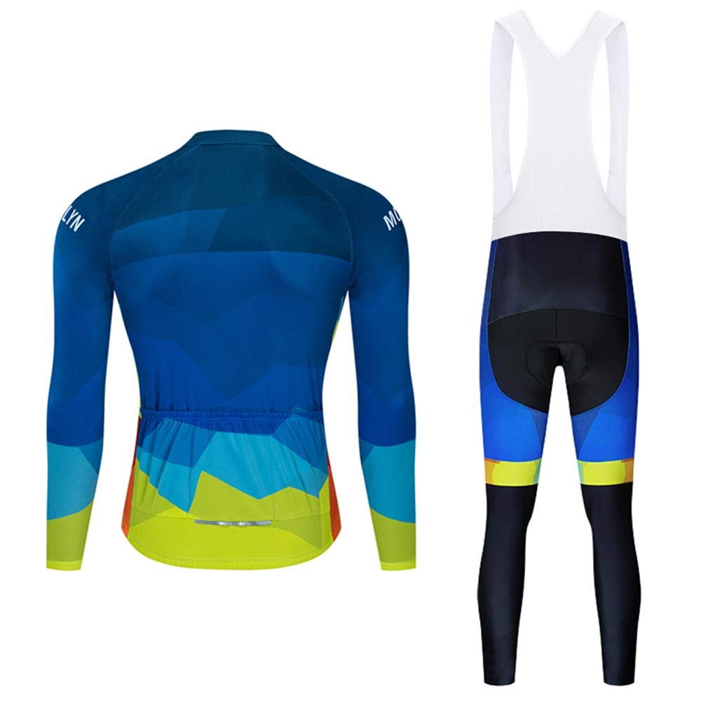 Moxilyn Jersey De Ciclismo,Traje De Ciclismo Hombre Invierno,Manga Larga+Pantalones Ropa De Fitness,Cojín 9D Gel,Traje De Ciclismo,A prueba de viento Y Caliente