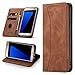 Produktbild Leaisan Handyhülle für Samsung Galaxy S7 Hülle Premium Leder Flip Klappbare Stoßfeste Magnetische [Standfunktion] [Kartenfächern] Schutzhülle für Samsung Galaxy S7 Tasche - Braun