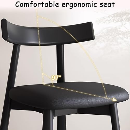 Miniatura 6 de YVYKFZD Sillas de comedor de madera maciza, sillas de cocina de mediados de siglo, silla de comedor sin brazos, silla tapizada de cuero, para Negro