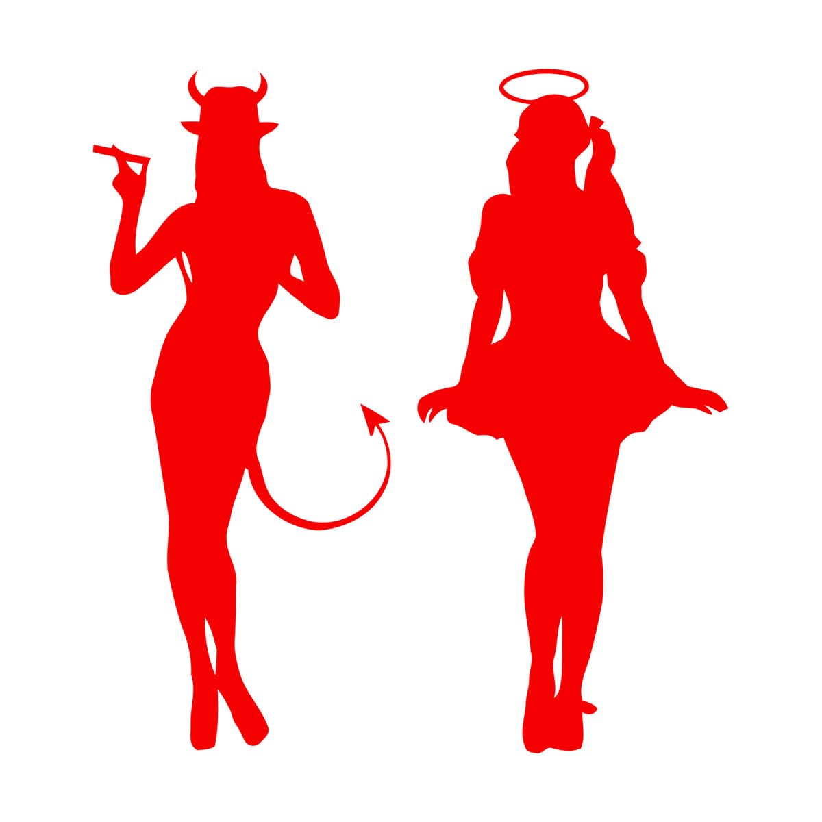 Silhouettes Angel and Demon Wall Stickers Paster Paper 81x90.8cm Equipped with Transfer Film kit Extra Large red